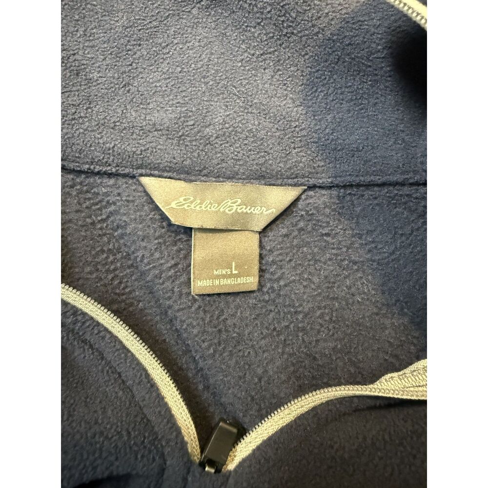 Eddie Bauer Mens Quarter Zip Navy Blue Used - Picture 2 of 4